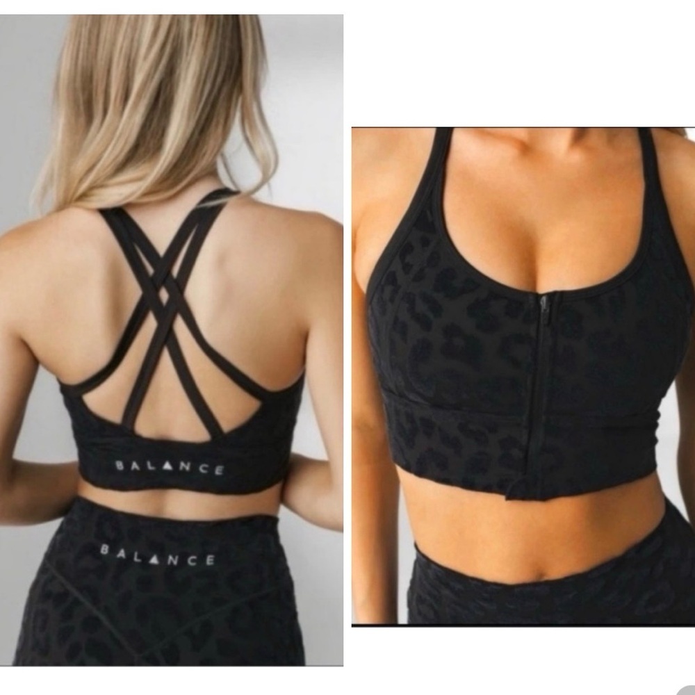 Balance Athletica The Lux Revive Bra Panther Black Velvet Leopard- Size Small
